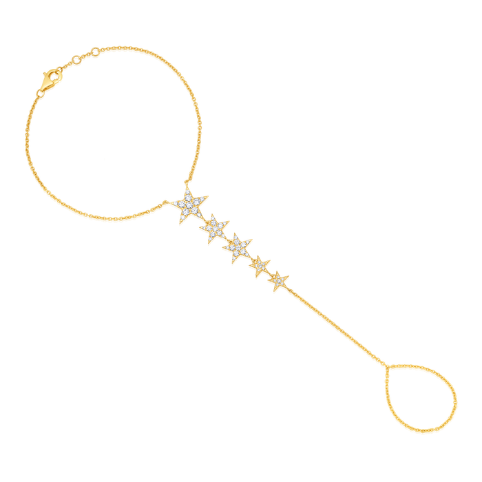 Diamond Star Hand Chain in 14K Gold