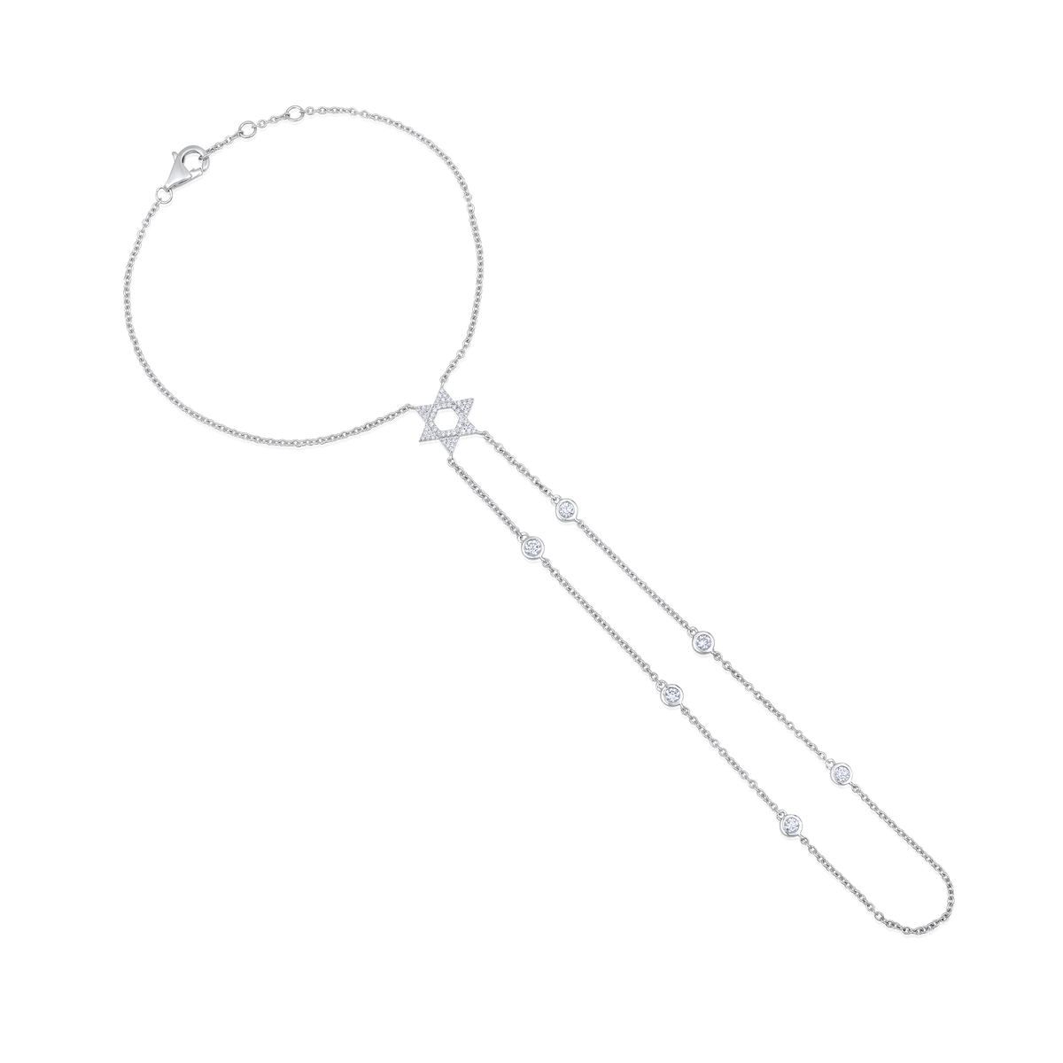 Celestial Star 60 Diamonds Hand Chain in 14K White Gold