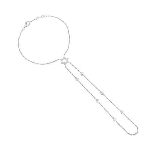 Celestial Star 60 Diamonds Hand Chain in 14K White Gold