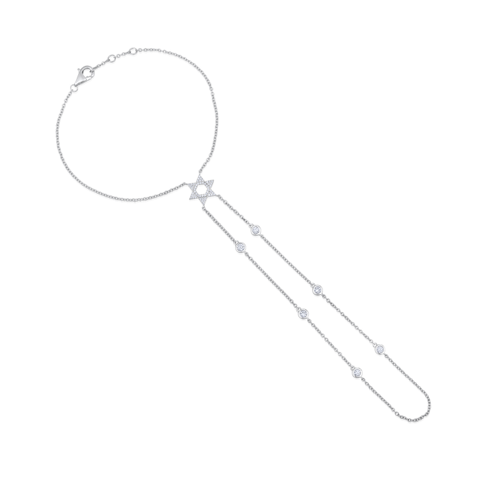 Celestial Star 60 Diamonds Hand Chain in 14K White Gold