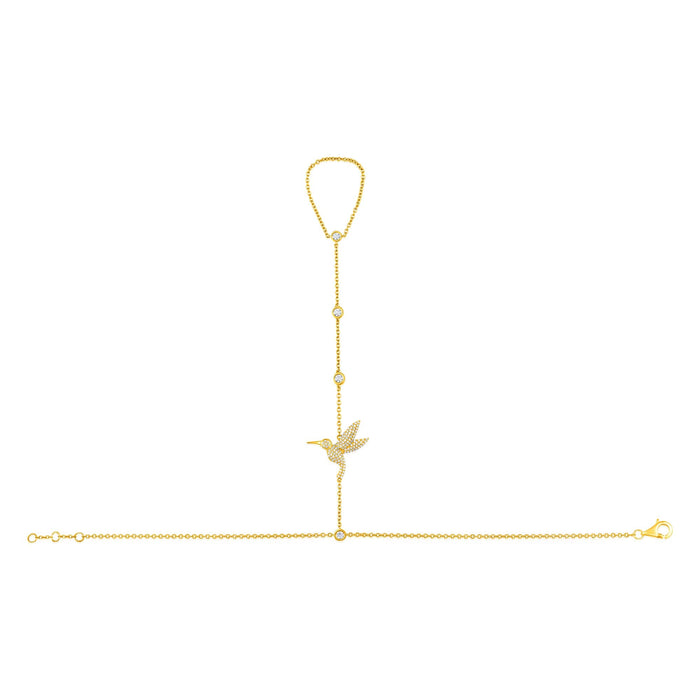Hummingbird 119 Diamonds Hand Chain in 14K Yellow Gold