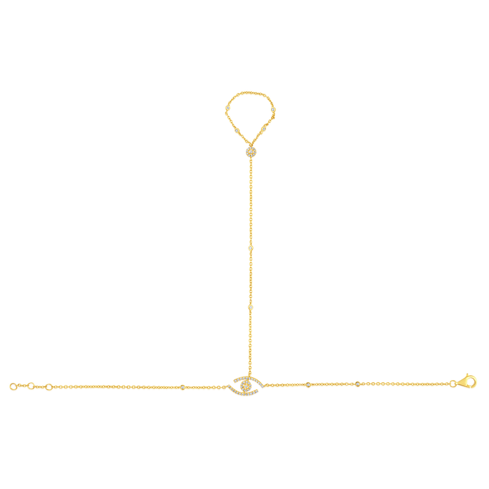 Evil Eye Diamonds 55 Diamond Hand Chain in 14K Yellow Gold