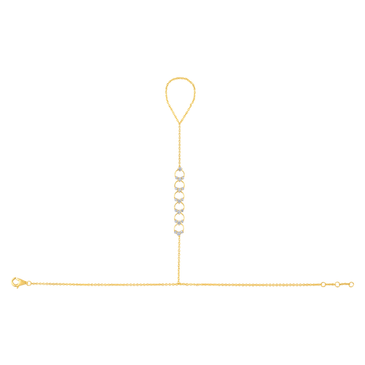 Celestial Circles 19 Diamonds Hand Chain in 14K Yellow Gold