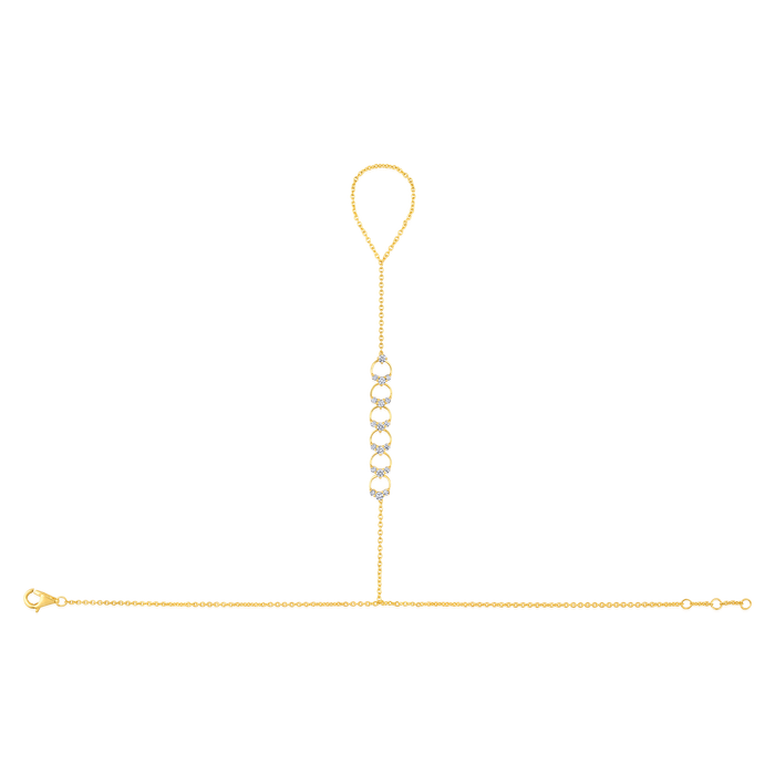 Celestial Circles 19 Diamonds Hand Chain in 14K Yellow Gold