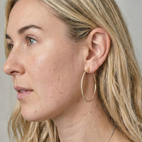 Micro Pave Slim Hoop Earrings in 14K Yellow Gold