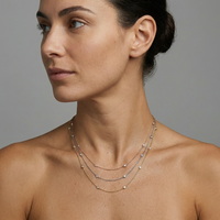 Diamond Station Round Cut Bezel Necklace in 14K Gold