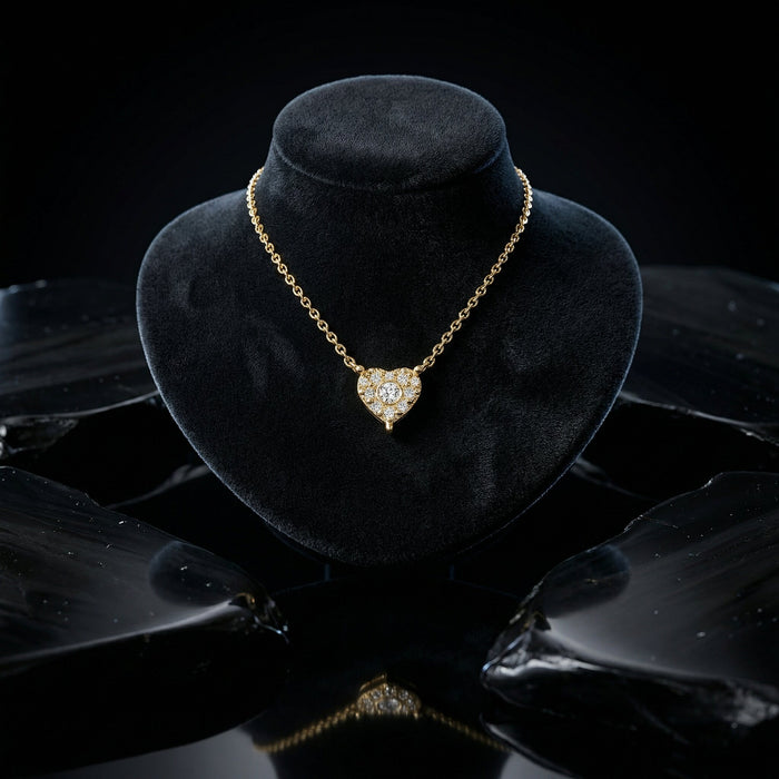 Diamond Heart Cluster Pendant Necklace in 14K Gold