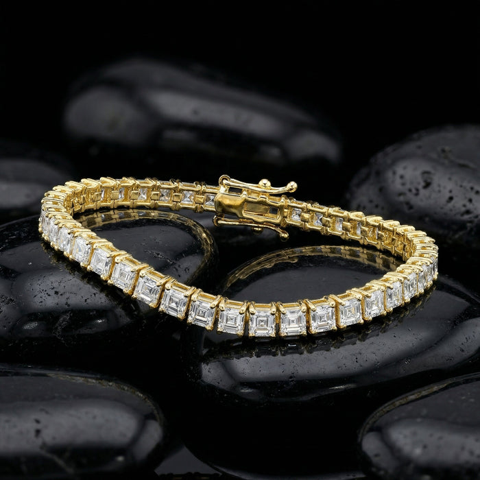 Asscher Cut Diamonds Tennis Bracelet in 18K Gold