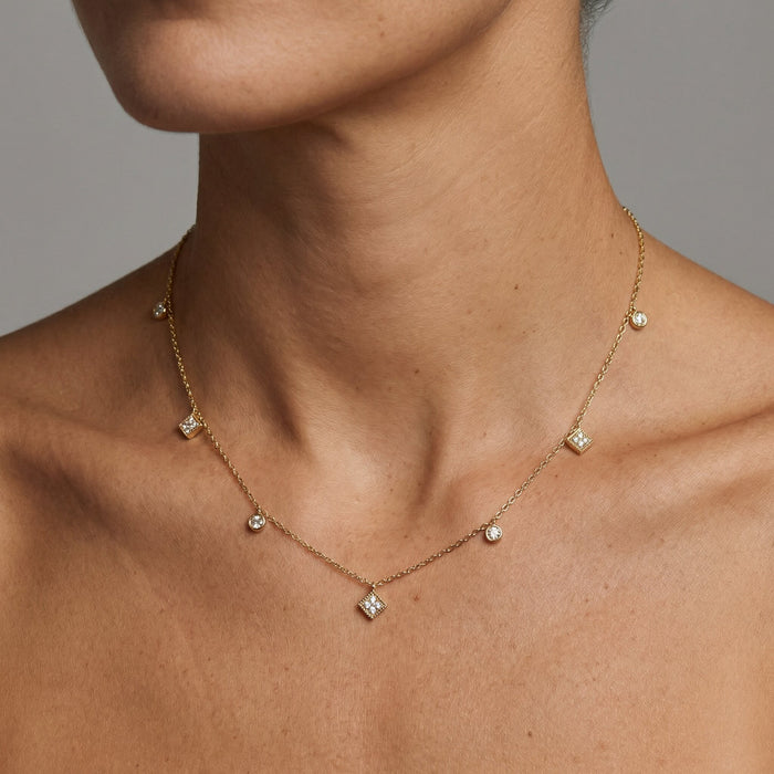 Diamond Luxe Revival Station Necklace in 14K Yellow Gold