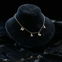 Mama Letter Diamond Necklace in 14K Yellow Gold