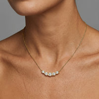 Five Diamond Curve Pendant Necklace in 14K Gold
