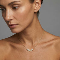 Five Diamond Curve Pendant Necklace in 14K Gold