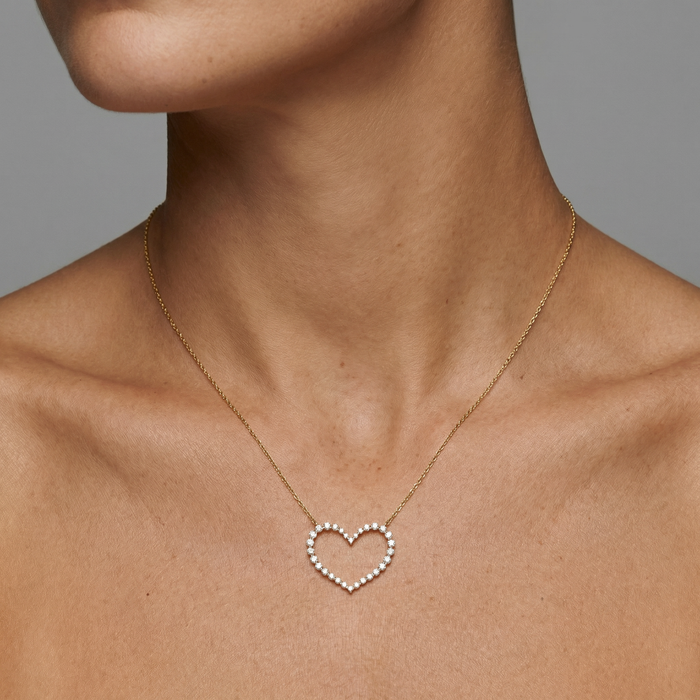 Heart Shape Pendant Necklace in 14K Yellow Gold