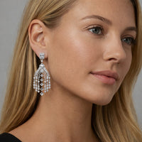 Round Multi Diamonds Earrings in 18K White Gold