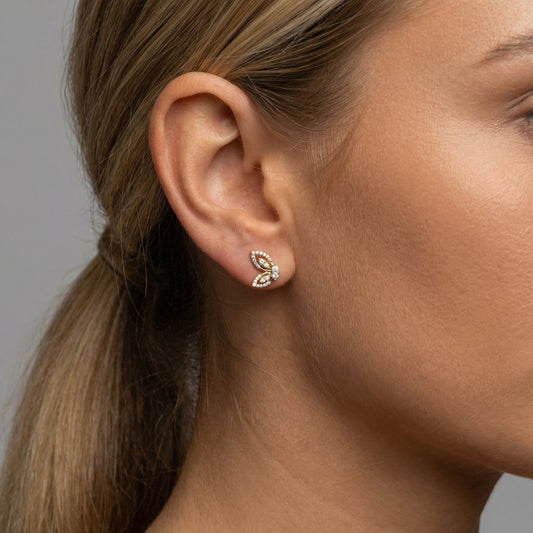 Butterfly Diamond Stud Earrings in 14K Yellow Gold