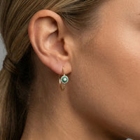 Sapphire Hoops Diamond Earrings in 14K Yellow Gold