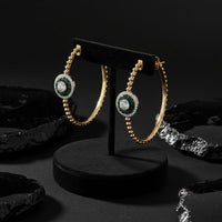 Sapphire Hoops Diamond Earrings in 14K Yellow Gold