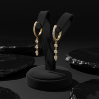 Diamond Pear Drop Huggie Earrings in 14K Yellow Gold