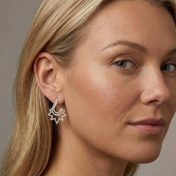Trail Diamond 14K (or 18k upon request) Yellow Gold Drop Earrings