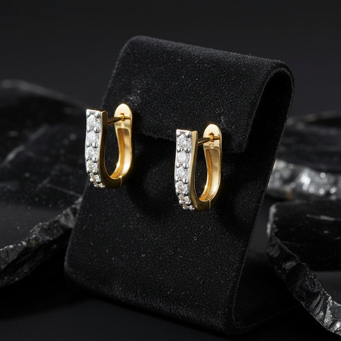 Opulent Diamond Huggie Earrings in 14K Yellow Gold