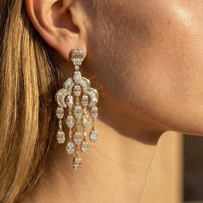 Baguette Diamonds Earrings in 18K White Gold