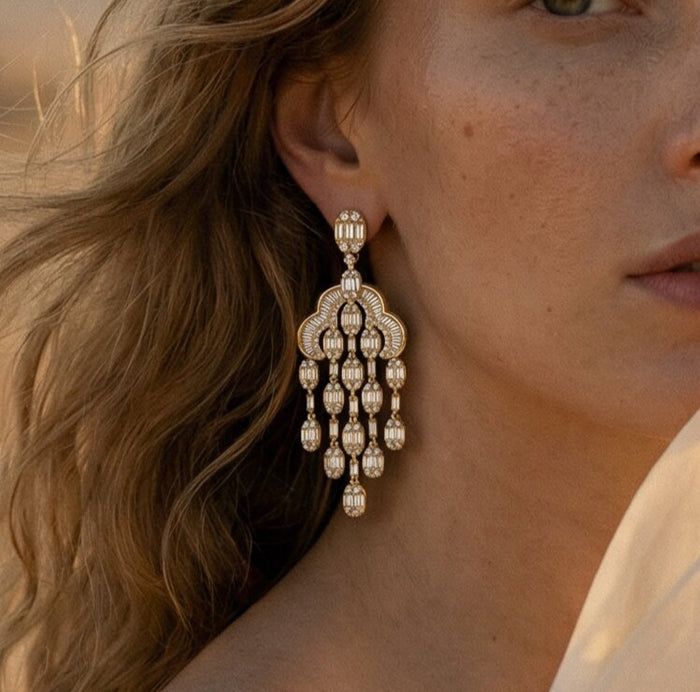 Baguette Diamonds Earrings in 18K White Gold