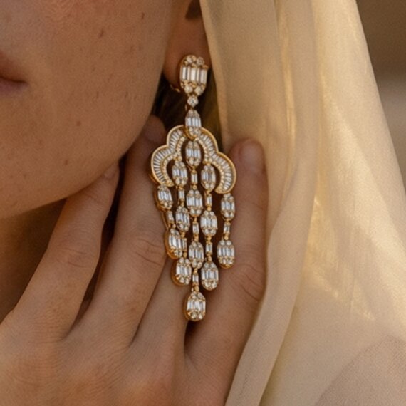 Baguette Diamonds Earrings in 18K White Gold