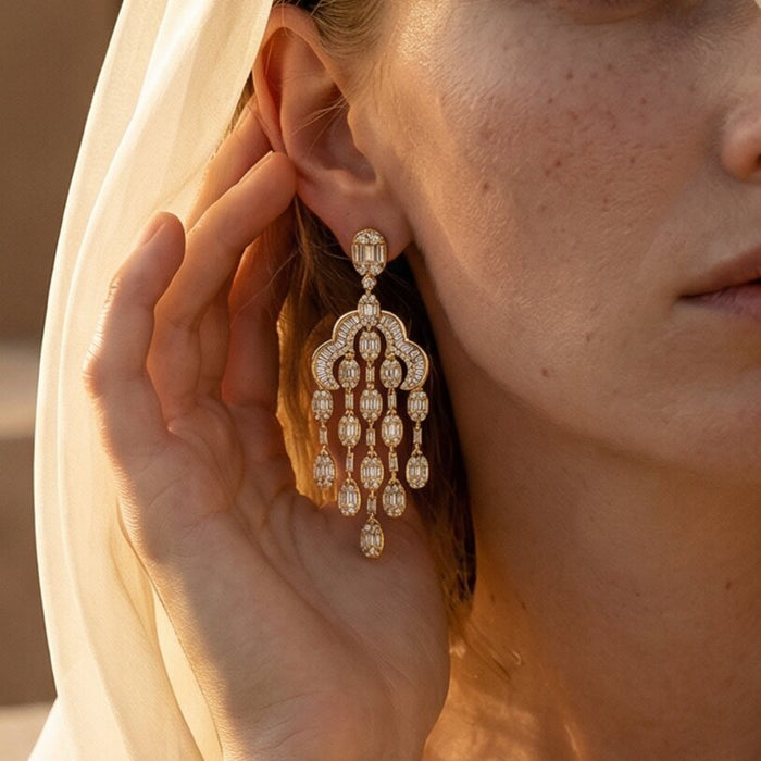 Baguette Diamonds Earrings in 18K White Gold