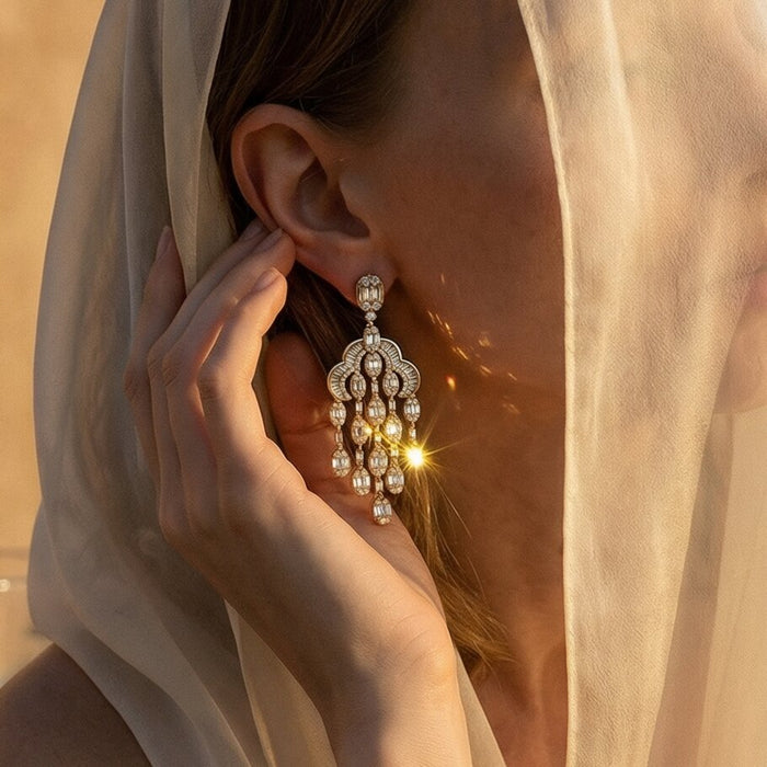 Baguette Diamonds Earrings in 18K White Gold