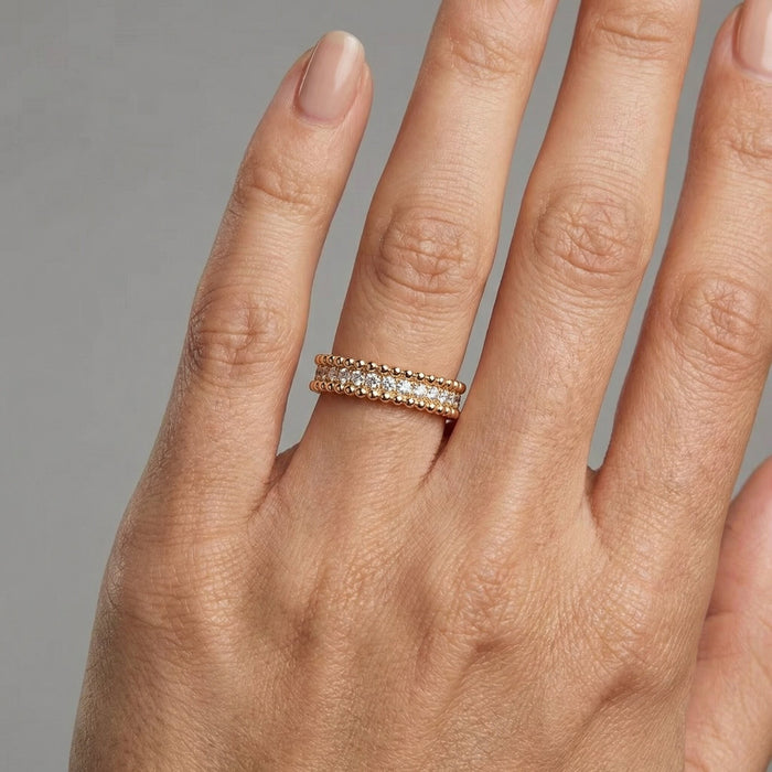 Round Textured Diamond Stacking Ring in 14K Gold