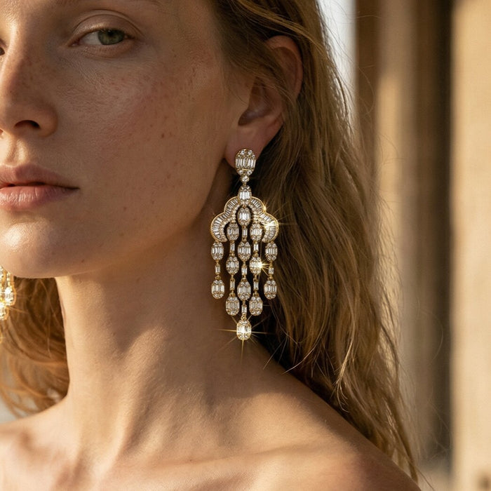 Baguette Diamonds Earrings in 18K White Gold
