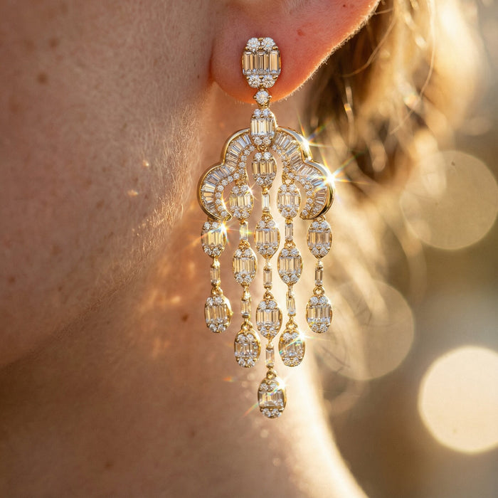 Baguette Diamonds Earrings in 18K White Gold
