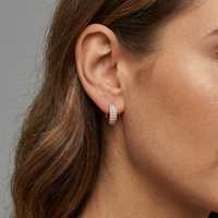 Bold Pave Diamond Mini Hoop Earrings in 14K Yellow Gold