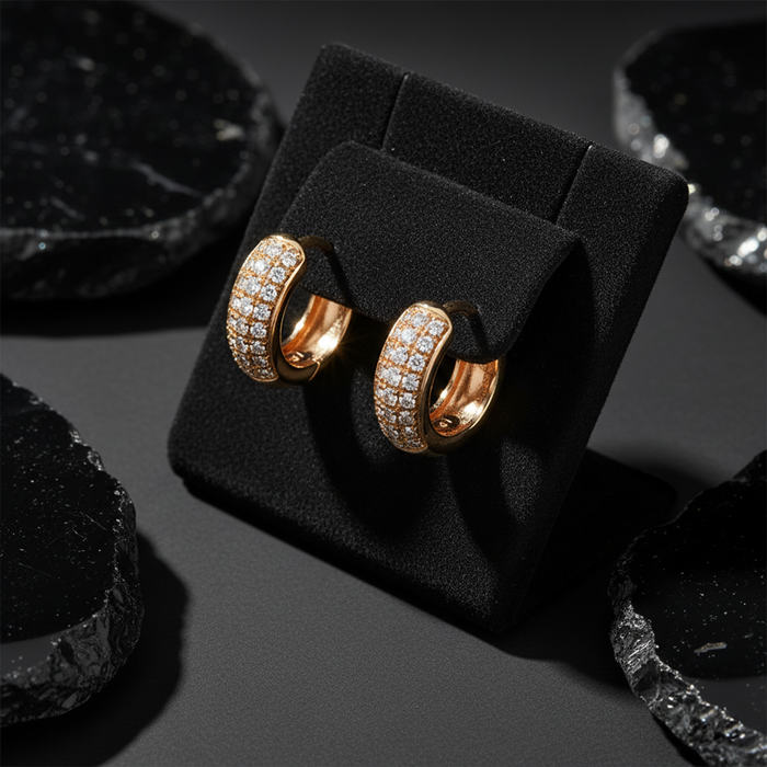 Bold Pave Diamond Mini Hoop Earrings in 14K Yellow Gold