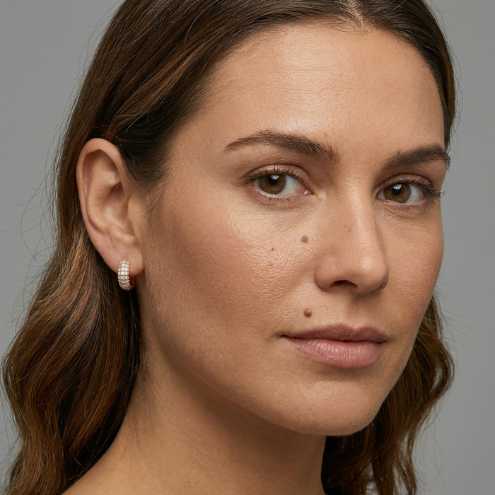 Bold Pave Diamond Mini Hoop Earrings in 14K Yellow Gold