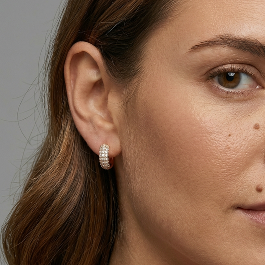 Bold Pave Diamond Mini Hoop Earrings in 14K Yellow Gold