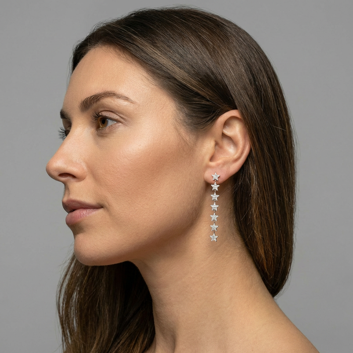 154 Diamond 14K (or 18k upon request) Yellow Gold Cascade Diamond Drop Earrings