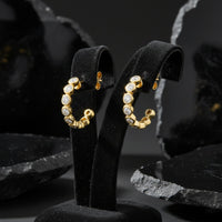 Bubble Bezel Diamond Half Hoop Earrings in 14K Yellow Gold