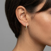 Bubble Bezel Diamond Half Hoop Earrings in 14K Yellow Gold
