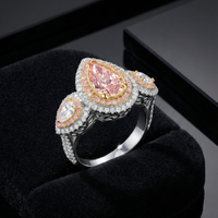 Pink Pear Shaped Halo Diamond Engagement Ring in 18K Gold