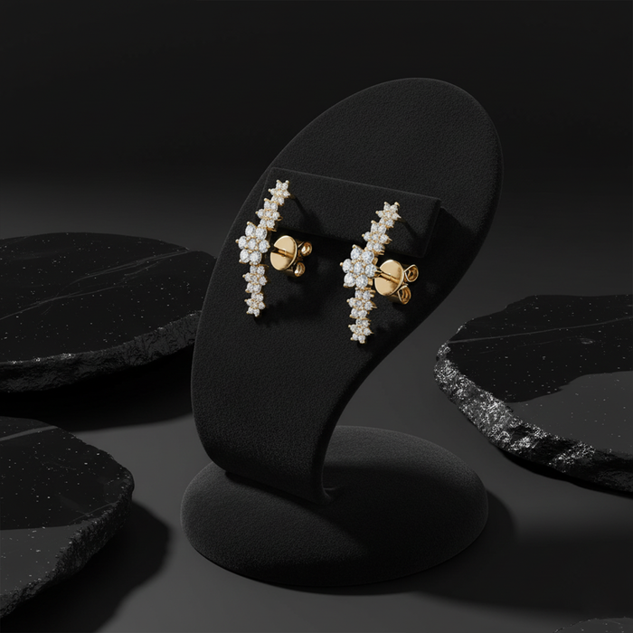 Celestial Cluster Diamond Stud Earrings in 14K Yellow Gold