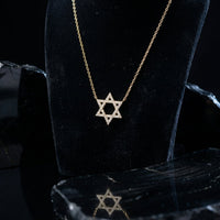 Star of David Diamond Necklace in 14K Gold