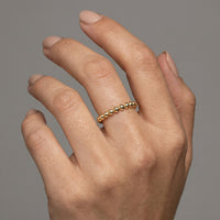 Minimalist Beaded Stacking Ring in 14K Gold