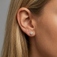 Golden Bloom Diamond Cluster Stud Earrings in 14K Yellow Gold