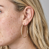 Micro Pave Slim Hoop Earrings in 14K Yellow Gold