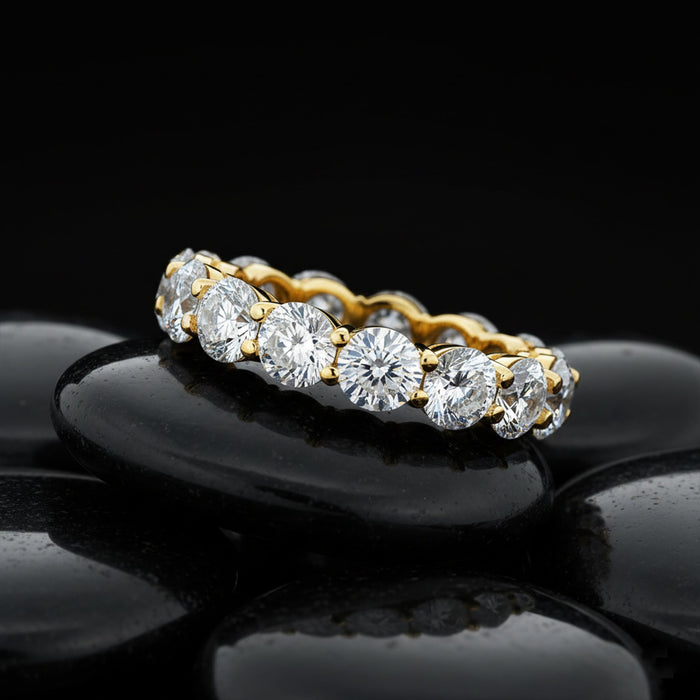 Seven Carat Round Diamond Eternity Band Ring in 14K Gold
