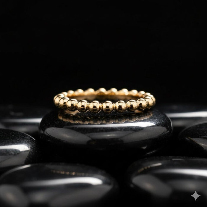 Minimalist Beaded Stacking Ring in 14K Gold