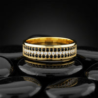 Round Cut Black Diamond Eternity Band Ring in 14K Gold