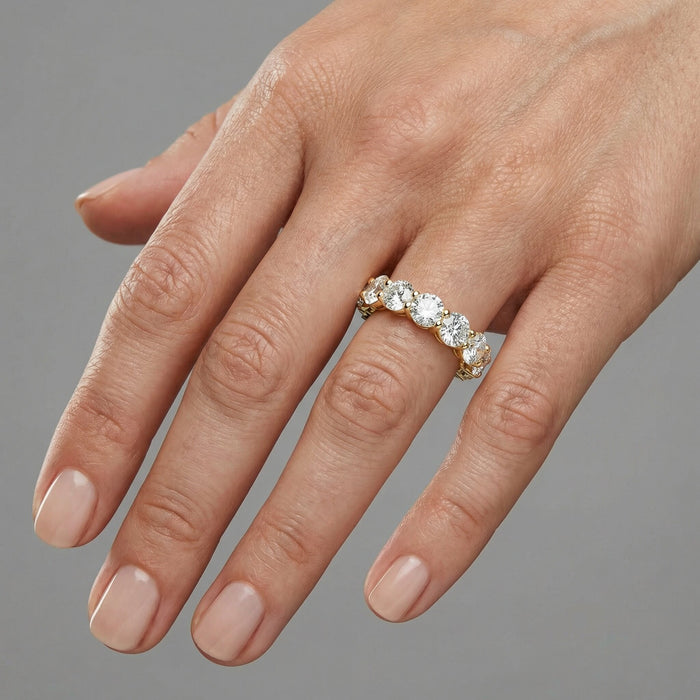 Seven Carat Round Diamond Eternity Band Ring in 14K Gold