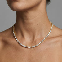 Diamond Round Cut Tennis Necklace in 18K Gold